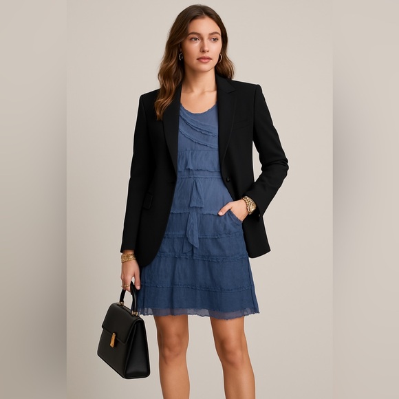 Italian Silk Blend Boho Dress Y2K Layered Asymmetrical Sleeveless Artsy Size S - Picture 12 of 12